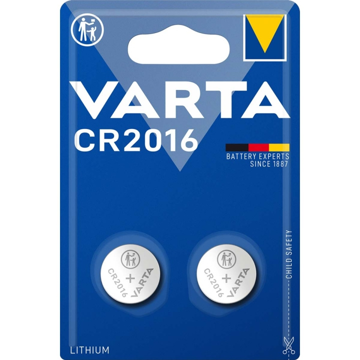 Varta Lithium knappecellebatteri CR2016 | 3 V DC | 87 mAh | 2-Blister | Sølv i gruppen Elektronikk / Batterier & Ladere / Batterier / knappcelle hos TP E-commerce Nordic AB (C08281)