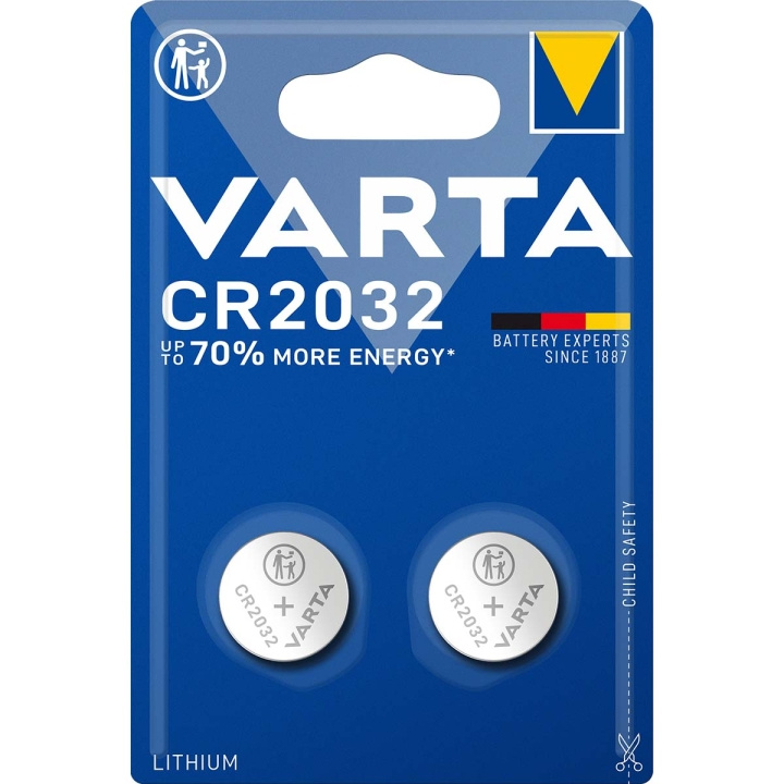 Varta Lithium knappecellebatteri CR2032 | 3 V DC | 230 mAh | 2-Blister | Sølv i gruppen Elektronikk / Batterier & Ladere / Batterier / knappcelle hos TP E-commerce Nordic AB (C08283)