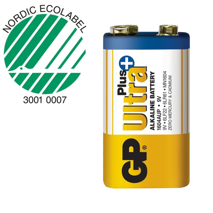 GP Ultra Plus Alkaline 9V 1-pk i gruppen Elektronikk / Batterier & Ladere / Batterier / 9V hos TP E-commerce Nordic AB (C08556)