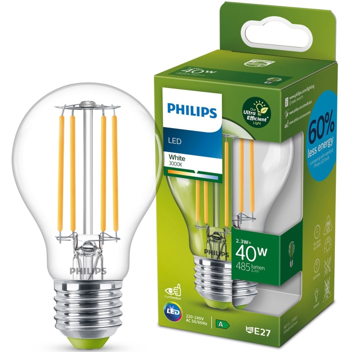 Philips LED E27 Normal 40W Klar 485lm 3000K Energiklasse A i gruppen Elektronikk / Lys / LED-lys hos TP E-commerce Nordic AB (C08598)