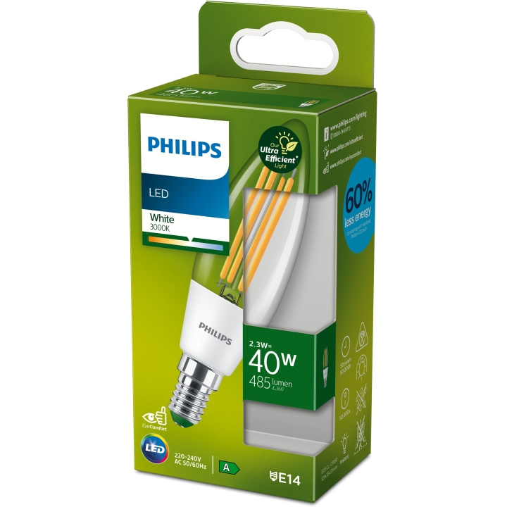 Philips LED E14 Crown 40W Clear 485lm Energiklasse A i gruppen Elektronikk / Lys / LED-lys hos TP E-commerce Nordic AB (C08602)