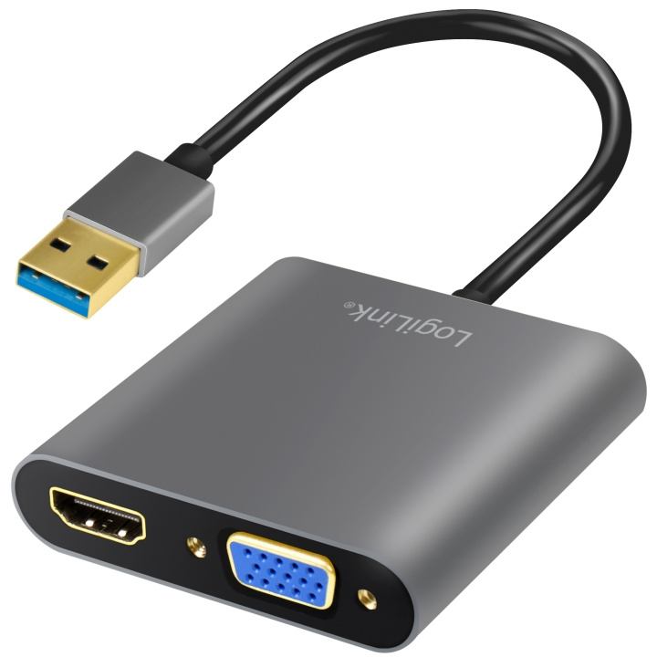 LogiLink USB-A 3.0 -> HDMI hunn + VGA hunn-adapter i gruppen Elektronikk / Kabler og adaptere / HDMI / Adaptere hos TP E-commerce Nordic AB (C08660)