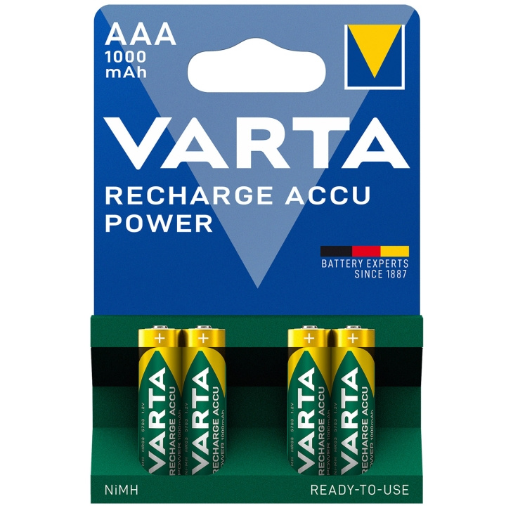 Varta Oppladbart batteri AAA 1000 mAh 4-pakning i gruppen Elektronikk / Batterier & Ladere / Batterier / AAA hos TP E-commerce Nordic AB (C08712)