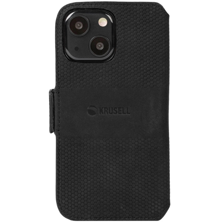 Krusell Leather Phone Wallet iPhone 13 Svart i gruppen SMARTTELEFON & NETTBRETT / Mobilbeskyttelse / Apple / iPhone 13 / Flippdeksel hos TP E-commerce Nordic AB (C08750)