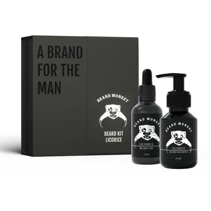 Beard Monkey Beard Monkey Gavesett Beard Kit Licorice i gruppen HELSE OG SKJØNNHET / Gavesett / Gavesett for ham hos TP E-commerce Nordic AB (C09336)
