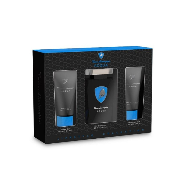 Lamborghini Lamborghini Gavesett Acqua Edt 125ml + Shower Gel 100ml + Aftershave Balm 100ml i gruppen HELSE OG SKJØNNHET / Gavesett / Gavesett for ham hos TP E-commerce Nordic AB (C09464)
