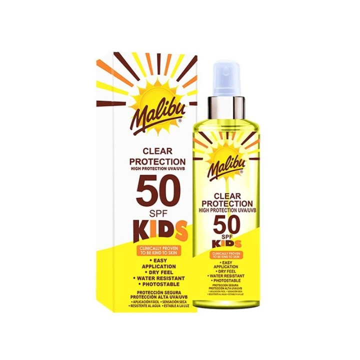 Malibu Kids Clear Protection SPF50 250ml i gruppen HELSE OG SKJØNNHET / Hudpleie / Soling / Solkrem hos TP E-commerce Nordic AB (C10217)