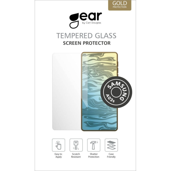 GEAR Herdet Glass 2.5D Samsung A03s i gruppen SMARTTELEFON & NETTBRETT / Mobilbeskyttelse / Samsung hos TP E-commerce Nordic AB (C11823)
