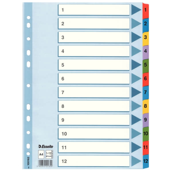 ESSELTE Register Mylar A4/1-12 Multifärgat i gruppen HJEM, HUS OG HAGE / Kontorsmaterialer / Annet hos TP E-commerce Nordic AB (C11983)