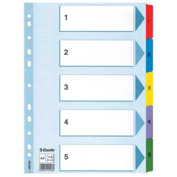 ESSELTE Register Mylar A4/1-5 i gruppen HJEM, HUS OG HAGE / Kontorsmaterialer / Annet hos TP E-commerce Nordic AB (C11986)