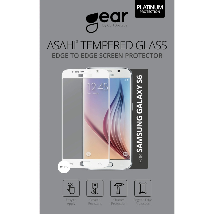 GEAR Herdet Glass 3D Full Cover Hvit Samsung S6 i gruppen SMARTTELEFON & NETTBRETT / Mobilbeskyttelse / Samsung hos TP E-commerce Nordic AB (C12363)