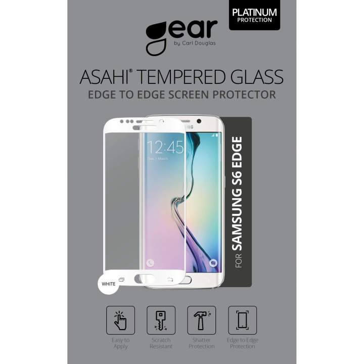 GEAR Herdet Glass 3D Full Cover Hvit Samsung S6 Edge i gruppen SMARTTELEFON & NETTBRETT / Mobilbeskyttelse / Samsung hos TP E-commerce Nordic AB (C12365)