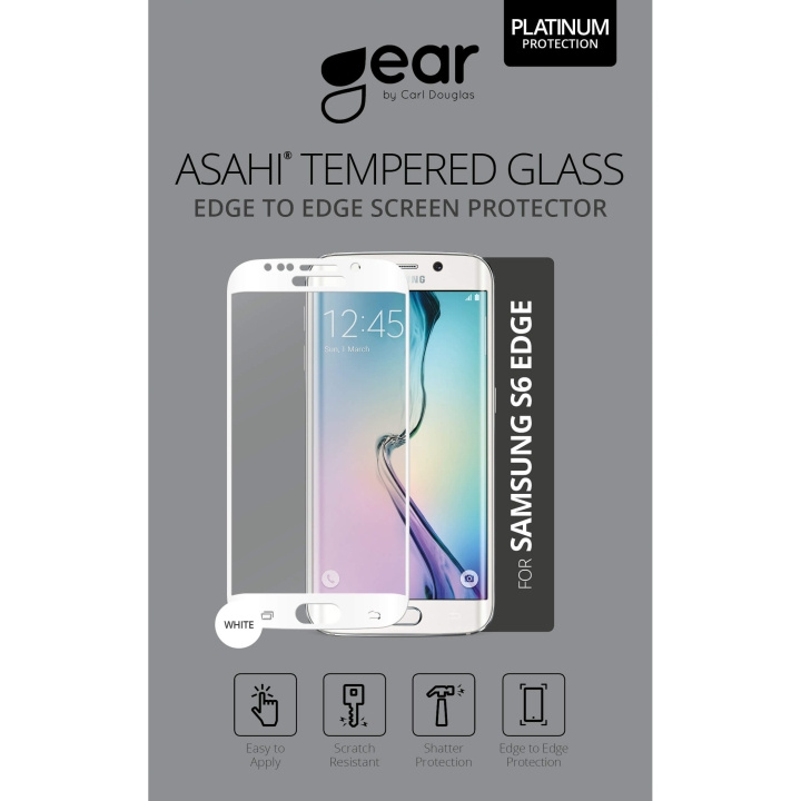 Gear Härdat Glas 3D Full Cover Vit Samsung S6 Edge i gruppen SMARTTELEFON & NETTBRETT / Mobilbeskyttelse / Samsung hos TP E-commerce Nordic AB (C12365)