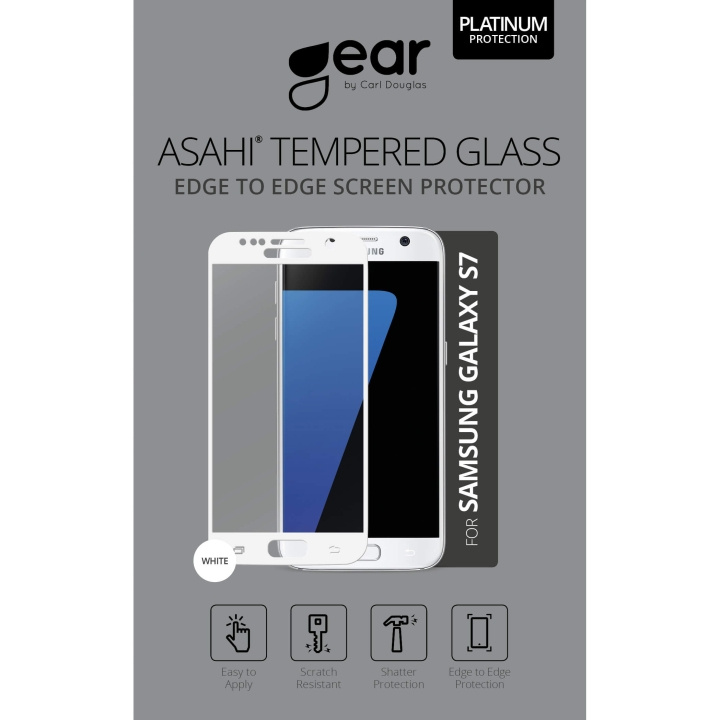 Gear Härdat Glas 3D Full Cover Vit Samsung S7 i gruppen SMARTTELEFON & NETTBRETT / Mobilbeskyttelse / Samsung hos TP E-commerce Nordic AB (C12366)