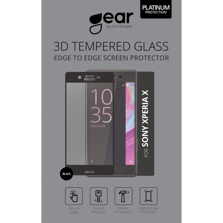 GEAR Herdet Glass 3D Full Cover Svart Xperia X i gruppen SMARTTELEFON & NETTBRETT / Mobilbeskyttelse / Sony hos TP E-commerce Nordic AB (C12374)