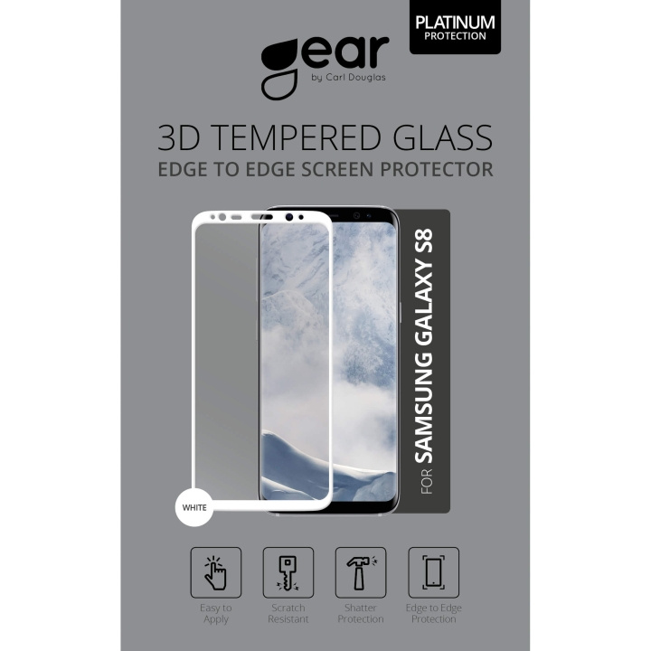 GEAR Herdet Glass 3D Full Cover Hvit Samsung S8 i gruppen SMARTTELEFON & NETTBRETT / Mobilbeskyttelse / Samsung hos TP E-commerce Nordic AB (C12386)