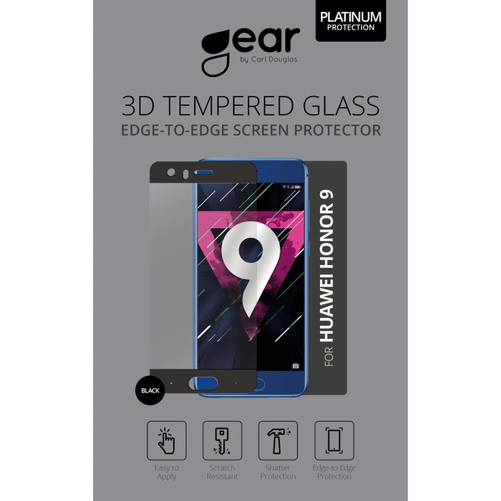 GEAR Herdet Glass 3D Full Cover Svart Huawei Honor 9 i gruppen SMARTTELEFON & NETTBRETT / Mobilbeskyttelse / Huawei hos TP E-commerce Nordic AB (C12395)