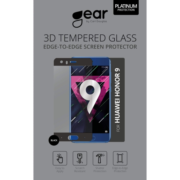 Gear Härdat Glas 3D Full Cover Svart Huawei Honor 9 i gruppen SMARTTELEFON & NETTBRETT / Mobilbeskyttelse / Huawei/Honor hos TP E-commerce Nordic AB (C12395)