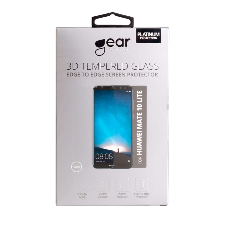 GEAR Herdet Glass 3D Full Cover Transp. Huawei Mate 10 Lite i gruppen SMARTTELEFON & NETTBRETT / Mobilbeskyttelse / Huawei hos TP E-commerce Nordic AB (C12402)