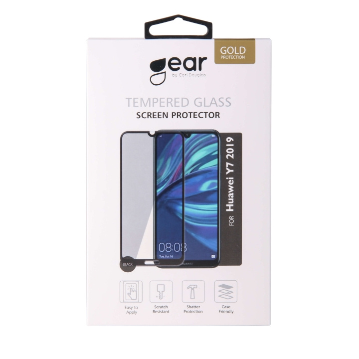 GEAR Herdet Glass 3D Full Cover Svart Huawei Y7 2019 i gruppen SMARTTELEFON & NETTBRETT / Mobilbeskyttelse / Huawei hos TP E-commerce Nordic AB (C12411)