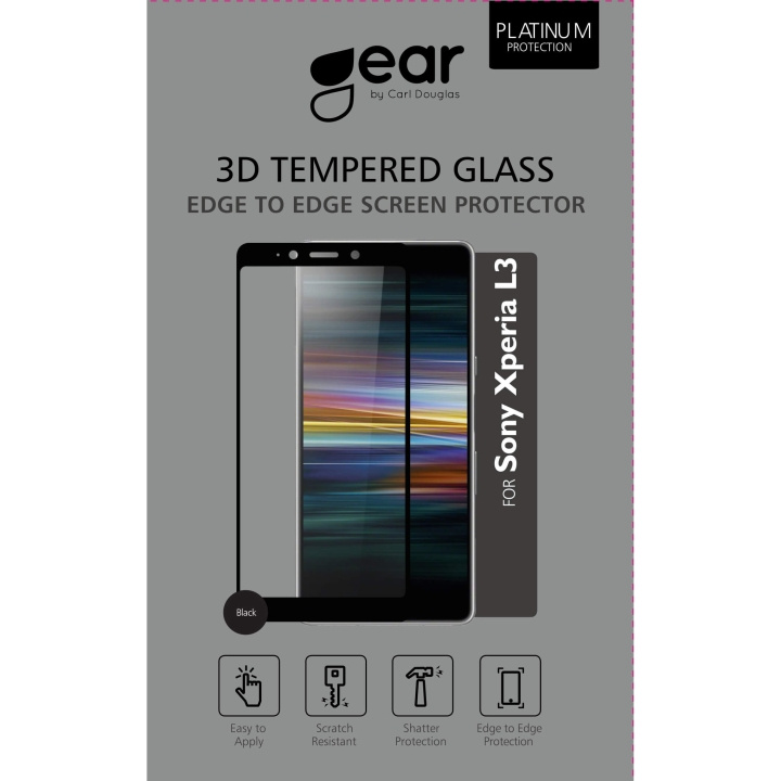 GEAR Herdet Glass 3D Full Cover Svart Sony L3 i gruppen SMARTTELEFON & NETTBRETT / Mobilbeskyttelse / Sony hos TP E-commerce Nordic AB (C12413)