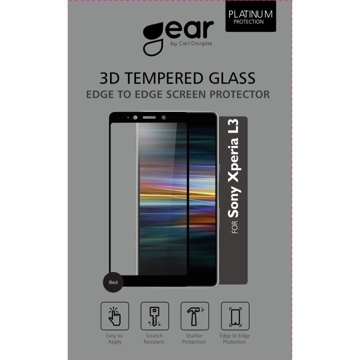 Gear Härdat Glas 3D Full Cover Black Sony L3 i gruppen SMARTTELEFON & NETTBRETT / Mobilbeskyttelse / Sony hos TP E-commerce Nordic AB (C12413)