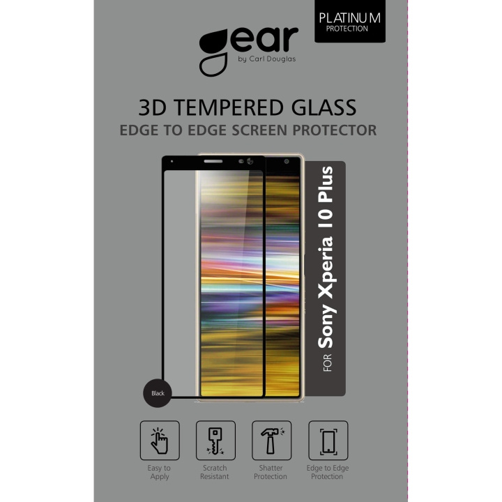 Gear Härdat Glas 3D Full Cover Black Sony Xperia 10 Plus i gruppen SMARTTELEFON & NETTBRETT / Mobilbeskyttelse / Sony hos TP E-commerce Nordic AB (C12414)