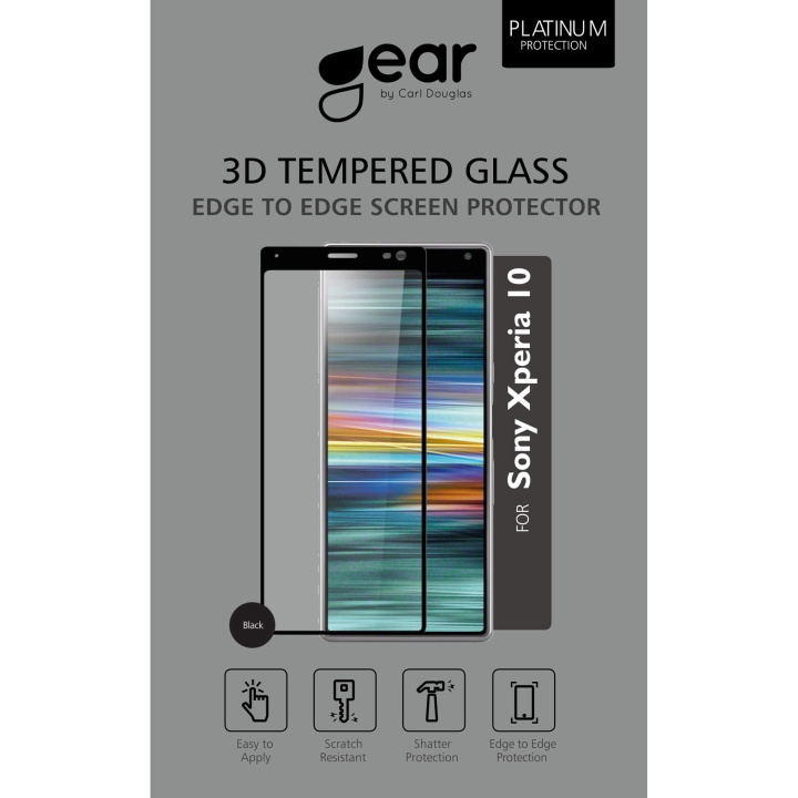 GEAR Härdat Glas 3D Full Cover Black Sony Xperia 10 i gruppen SMARTTELEFON & NETTBRETT / Mobilbeskyttelse / Sony hos TP E-commerce Nordic AB (C12415)