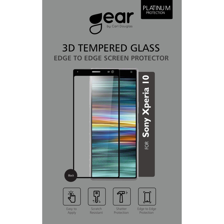 Gear Härdat Glas 3D Full Cover Black Sony Xperia 10 i gruppen SMARTTELEFON & NETTBRETT / Mobilbeskyttelse / Sony hos TP E-commerce Nordic AB (C12415)