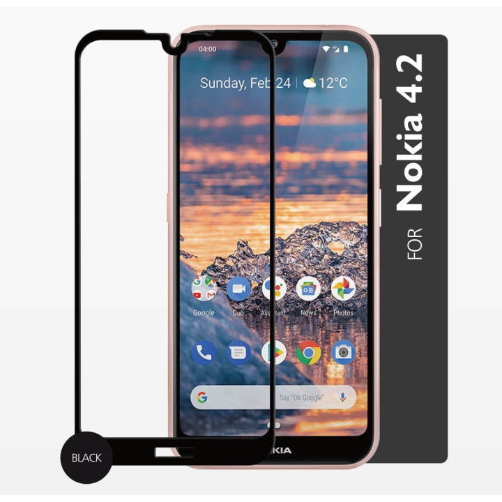 GEAR Herdet Glass 2,5D Full Cover Nokia 4.2 i gruppen SMARTTELEFON & NETTBRETT / Mobilbeskyttelse / Nokia/Microsoft hos TP E-commerce Nordic AB (C12424)