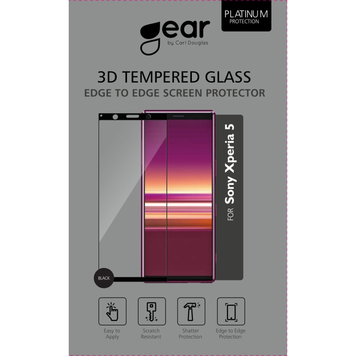 Gear Härdat Glas 3D Full Cover Black Sony Xperia 5 i gruppen SMARTTELEFON & NETTBRETT / Mobilbeskyttelse / Sony hos TP E-commerce Nordic AB (C12433)