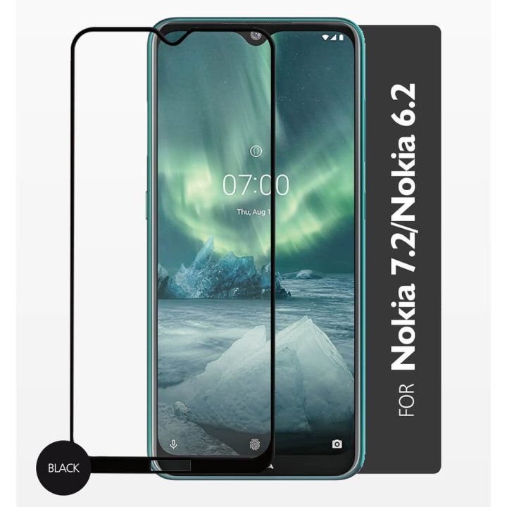 GEAR Herdet Glass 2,5D Full Cover Nokia 7.2 i gruppen SMARTTELEFON & NETTBRETT / Mobilbeskyttelse / Nokia/Microsoft hos TP E-commerce Nordic AB (C12434)