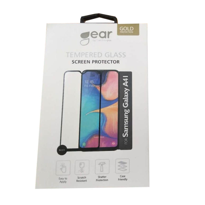 GEAR Glass Prot. Flat Case Friendly 2.5D GOLD Samsung A41 i gruppen SMARTTELEFON & NETTBRETT / Mobilbeskyttelse / Samsung hos TP E-commerce Nordic AB (C12438)