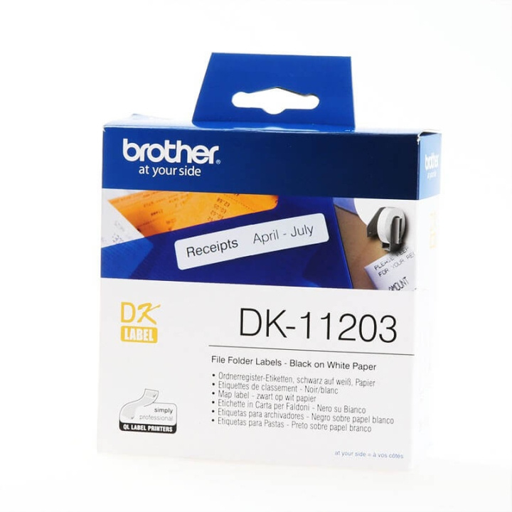 Etiketter DK11203 17x87mm Svart på Hvit i gruppen Datautstyr / Skrivere og tilbehør / Blekk og toner / Blekkpatroner / Brother hos TP E-commerce Nordic AB (C12637)