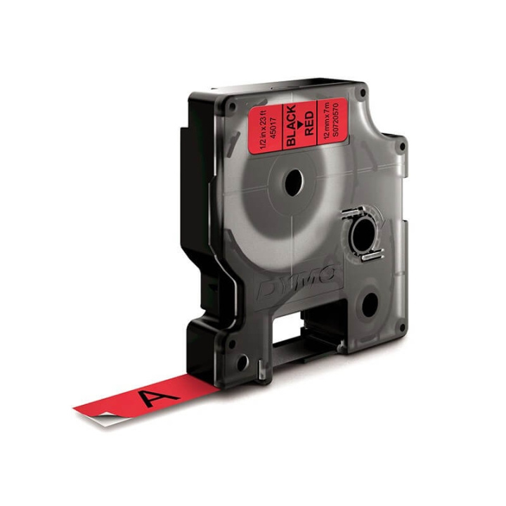 DYMO Färgband S0720570 45017 12mm Svart på Röd i gruppen Datautstyr / Skrivere og tilbehør / Skrivere / Merkemaskiner og tilbehør / Tape hos TP E-commerce Nordic AB (C12699)