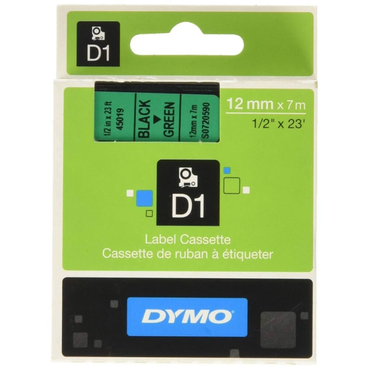 DYMO Färgband S0720590 45019 12mm Svart på Grön i gruppen Datautstyr / Skrivere og tilbehør / Skrivere / Merkemaskiner og tilbehør / Tape hos TP E-commerce Nordic AB (C12701)