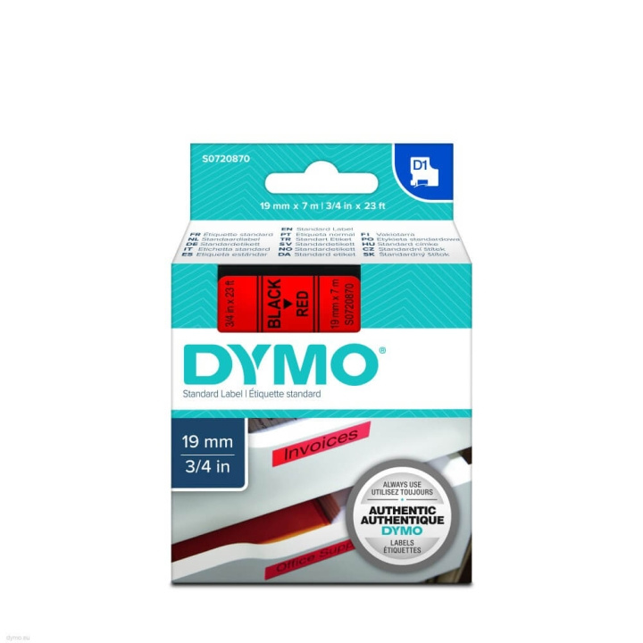 DYMO Färgband S0720870 45807 19mm Svart på Röd i gruppen Datautstyr / Skrivere og tilbehør / Skrivere / Merkemaskiner og tilbehør / Tape hos TP E-commerce Nordic AB (C12705)