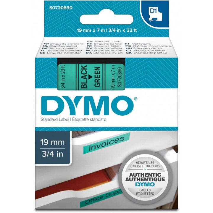 DYMO Fargebånd S0720890 45809 19 mm Svart på Grønt i gruppen Datautstyr / Skrivere og tilbehør / Skrivere / Merkemaskiner og tilbehør / Tape hos TP E-commerce Nordic AB (C12707)