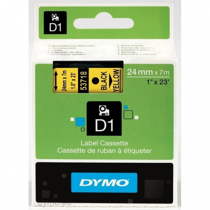 DYMO Fargebånd S0720980 53718 24 mm svart på gult i gruppen Datautstyr / Skrivere og tilbehør / Skrivere / Merkemaskiner og tilbehør / Tape hos TP E-commerce Nordic AB (C12710)