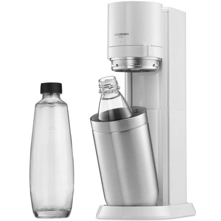 SodaStream Kolsyremaskin DUO White inkl. 1x Glasflaska & 1x Plastflaska i gruppen HJEM, HUS OG HAGE / Husholdningsapparater / Vann og juice / Kullsyremaskin / Maskiner hos TP E-commerce Nordic AB (C13019)