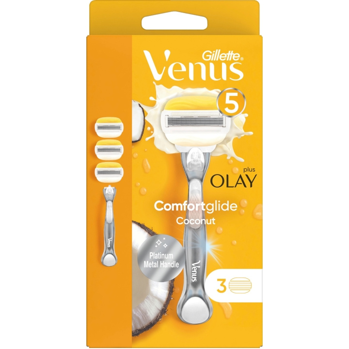 Gillette Barberhøvel Comfortglide Coconut m Olay 3stk i gruppen HELSE OG SKJØNNHET / Hår & styling / Barbering og trimming / Barberhøvler og tilbehør hos TP E-commerce Nordic AB (C13101)