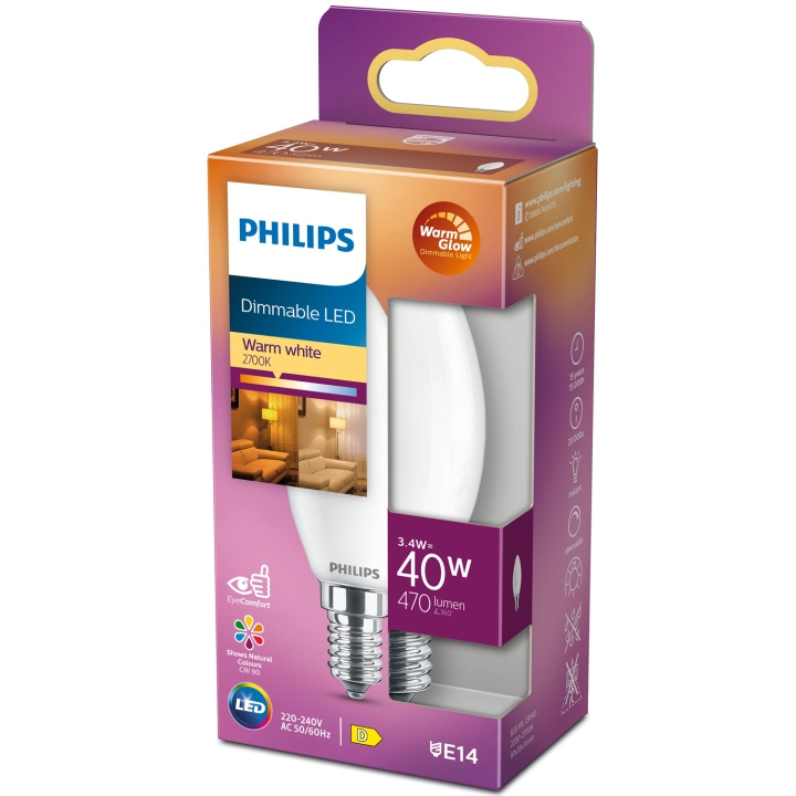 Philips LED E14 Crown 3,4W (40W) Frost Dim WarmGl 470 i gruppen Elektronikk / Lys / LED-lys hos TP E-commerce Nordic AB (C13212)