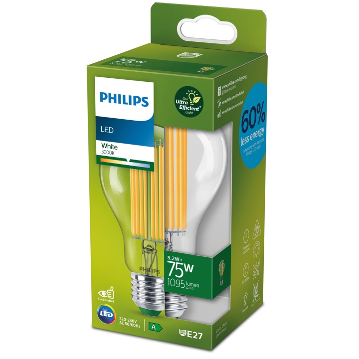 Philips LED E27 Normal 75W Clear 1095lm Energiklasse A i gruppen Elektronikk / Lys / LED-lys hos TP E-commerce Nordic AB (C13217)