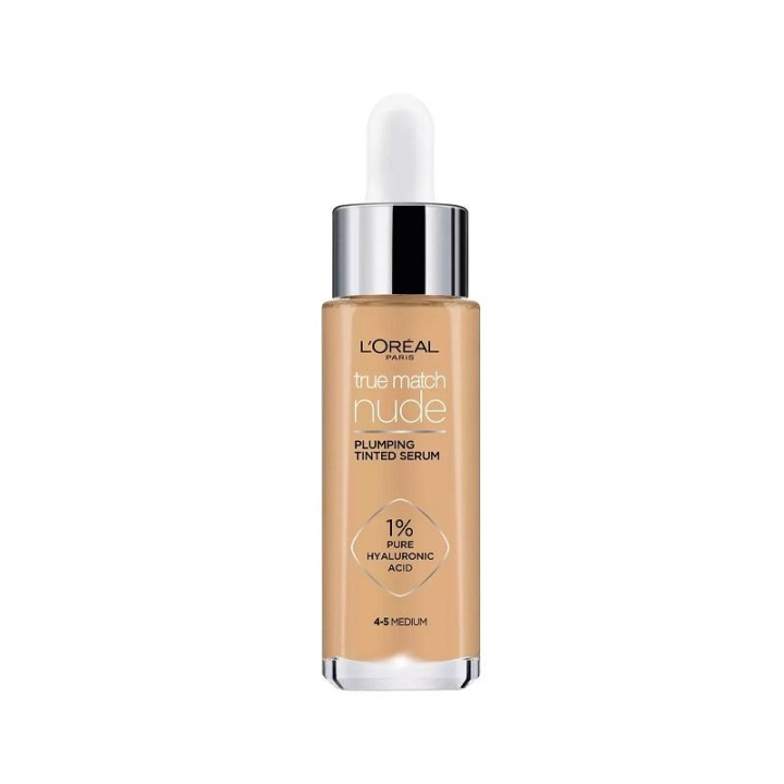 L\'Oreal True Match Nude Plumping Tinted Serum Foundation 4-5 Medium 30ml i gruppen HELSE OG SKJØNNHET / Makeup / Makeup ansikt / Foundation hos TP E-commerce Nordic AB (C13457)