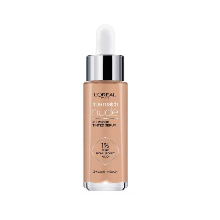 L\'Oreal True Match Nude Plumping Tinted Serum Foundation 3-4 Light-Medium 30ml i gruppen HELSE OG SKJØNNHET / Makeup / Makeup ansikt / Foundation hos TP E-commerce Nordic AB (C13459)