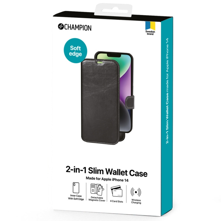 Champion 2-i-1 Slim Wallet iPhone 14 i gruppen SMARTTELEFON & NETTBRETT / Mobilbeskyttelse / Apple / iPhone 14 hos TP E-commerce Nordic AB (C13578)