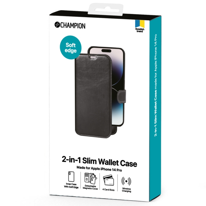 Champion 2-i-1 Slim Wallet iPhone 14 Pro i gruppen SMARTTELEFON & NETTBRETT / Mobilbeskyttelse / Apple / iPhone 14 hos TP E-commerce Nordic AB (C13580)