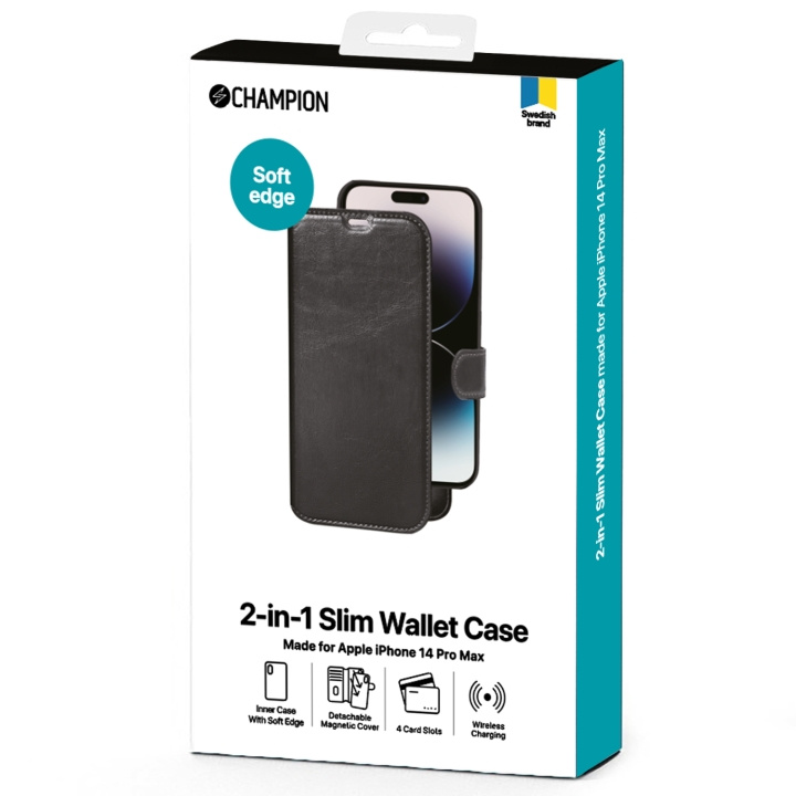 Champion 2-i-1 Slim Wallet iPhone 14 Pro Max i gruppen SMARTTELEFON & NETTBRETT / Mobilbeskyttelse / Apple / iPhone 14 hos TP E-commerce Nordic AB (C13581)