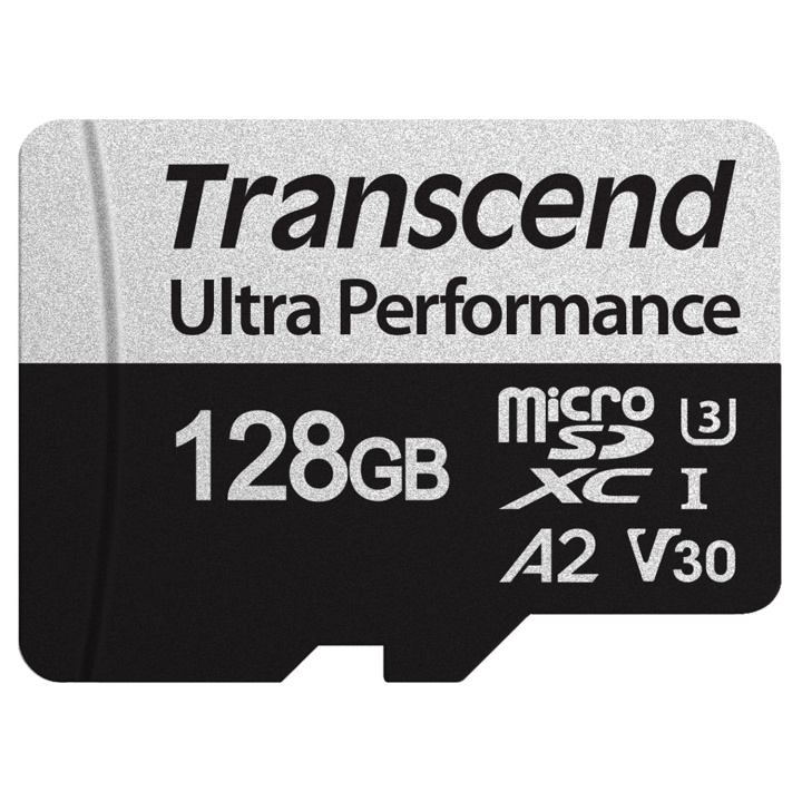 Transcend microSDXC 340S 128GB U3 A2 V30 (R160/W125) i gruppen Elektronikk / Lagringsmedia / Minnekort / MicroSD/HC/XC hos TP E-commerce Nordic AB (C13602)