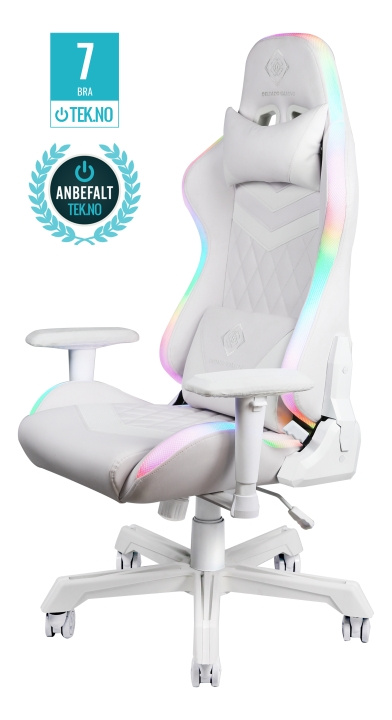 DELTACO GAMING RGB Gaming-stol, hvit i gruppen Datautstyr / GAMING / Gamingstoler hos TP E-commerce Nordic AB (C13687)